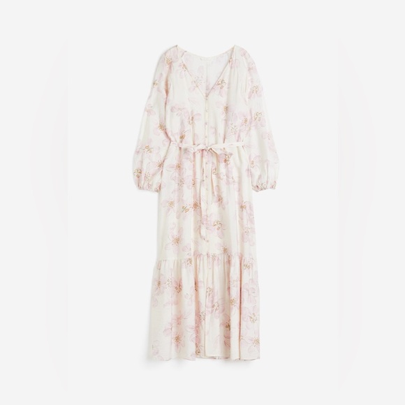 H&M Dresses & Skirts - H&M maxi TIE-BELT floral summer DRESS‎ WITH BUTTONS size small NWT